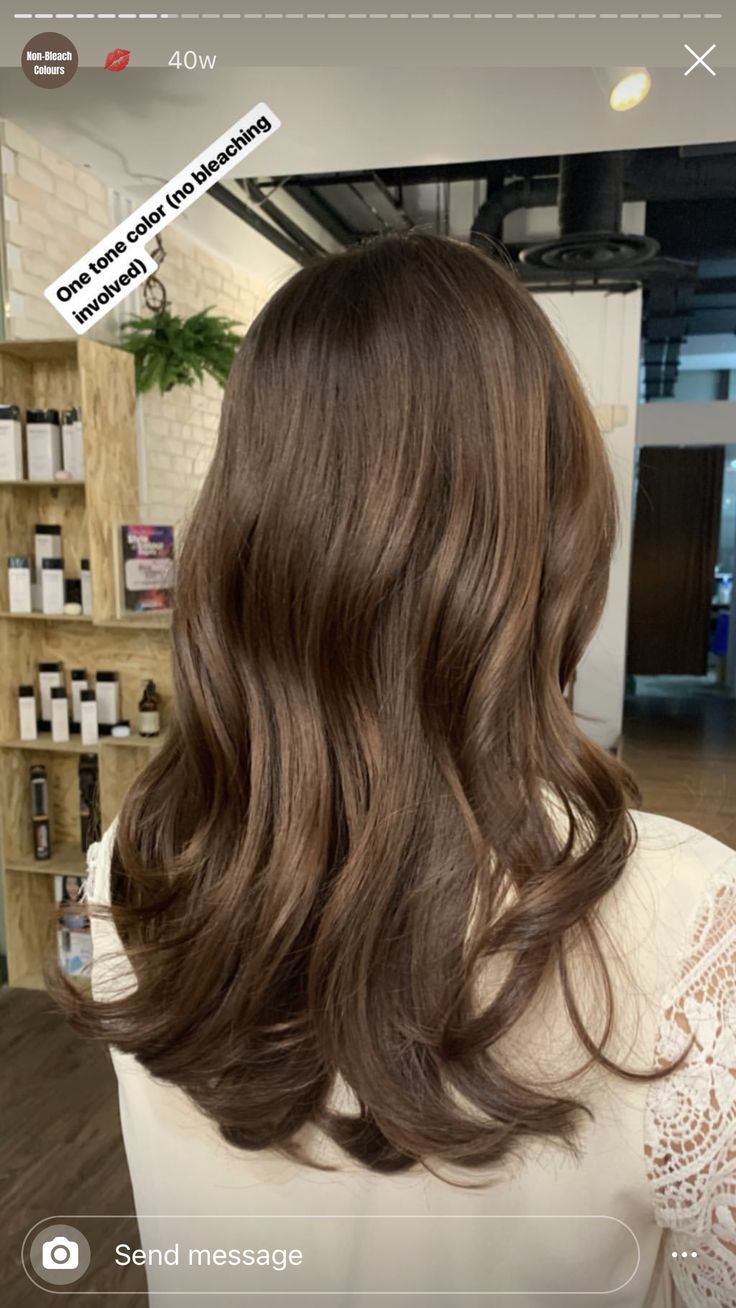 Honey Brown Hair Solid Color, Mykenna Dorn Hair, Soft Autumn Brown Hair, Hair Color Ideas For Neutral Skin Tone, Latte Burnett Hair, Brown Hair Without Highlights, Neutral Light Brown Hair, Mid Brown Hair, Olive Hair Colour