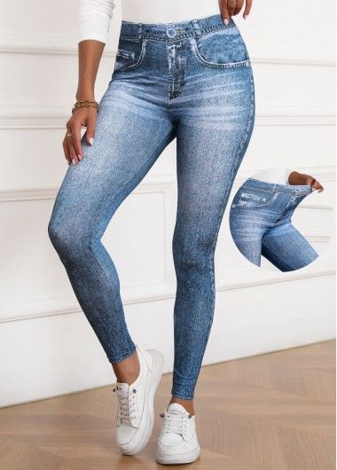 Color:Denim Blue;Size:S;Size:M;Size:L;Size:XL;Package Contents:1 X Pants; Trendy Pants, Swimwear Suits, Print Denim, Elastic Waist Pants, Denim Leggings, Printed Denim, Plaid Tops, Bottom Clothes, Cardigan Tops