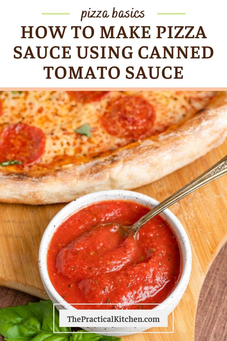 a pizza sitting on top of a wooden cutting board next to a bowl of sauce