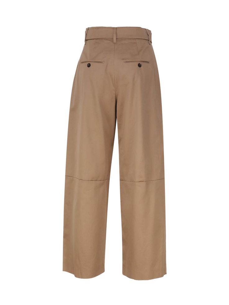 -Cotton trousers -Zip and button closure -High-waisted band with belt loops -Loose fit -Made in Italy -Colour: CamelComposition: 100% Cotton Classic Wide Leg Cargo Pants For Work, Classic Wide-leg Cargo Pants For Work, Wide-leg Cargo Pants With Belt Loops For Workwear, High Waist Chinos With Pockets For Work, Straight Leg Bottoms With Belt Loops For Workwear, High Waist Cargo Pants With Welt Pockets For Workwear, Straight Leg Pants With Belt Loops For Workwear, High-waisted Chinos With Welt Pockets For Work, Chic Wide-leg Chinos For Work