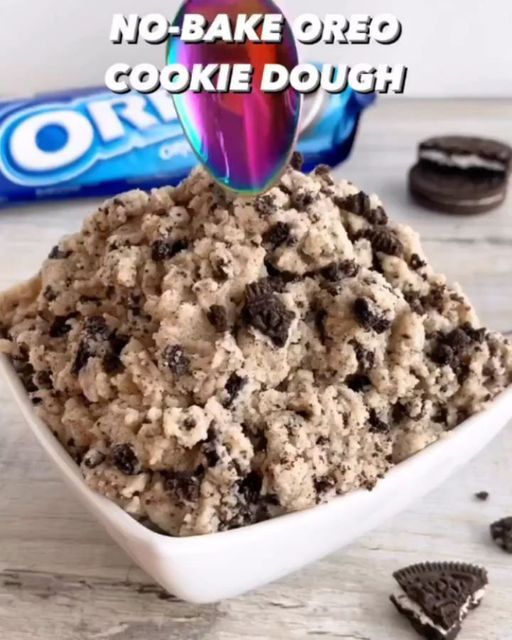 no - bake oreo cookie dough in a bowl