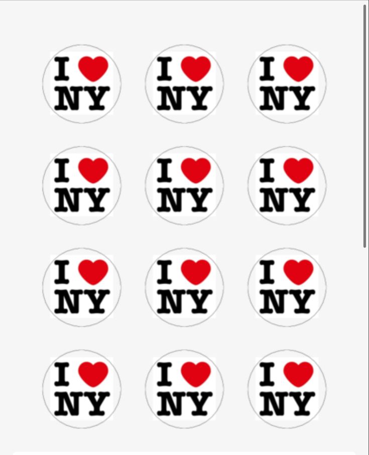 i love new york stickers in black and red, with the words i love ny