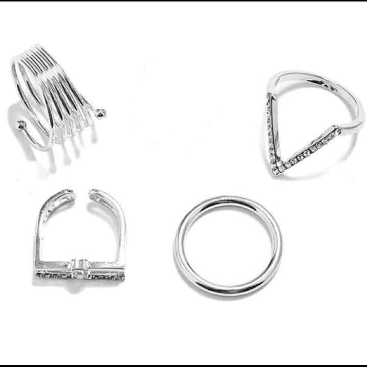 Brand New With Tags Lidia Silver Ring Set From Guess. Comes With 4 Rings With Geometric Multi-Row Designs And Rhinestone Details. Regular Size 7, Midi Size 4. Retails $28.00 Plus Tax Guess Jewelry, Midi Size, Silver Ring Set, Womens Jewelry Rings, Ring Set, Ring Sets, Silver Ring, Cufflinks, Silver Rings