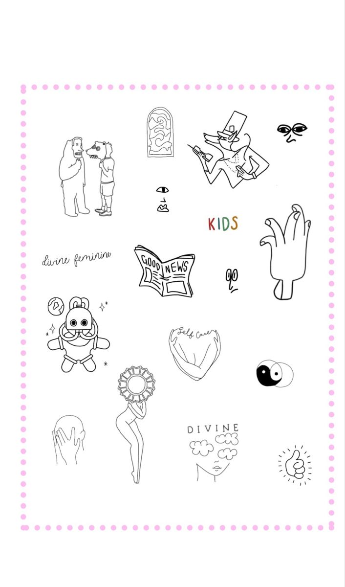 some stickers that are on the side of a sheet of paper with words and pictures