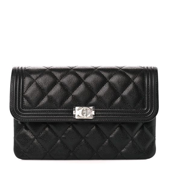 This is an authentic CHANEL Caviar Quilted Square Flap Clutch in Black. This stunning quilted clutch is designed with luxurious caviar leather in black. The bag features an external pocket on the rear and a light gold CC Chanel turn lock. This opens the front flap to a burgundy interior with pockets. Chanel Boy Bag Black, Burgundy Interior, Quilted Clutch, Chanel Clutch, Charm Quilt, Quilted Wallet, Clutch Black, Chevron Quilt, Chanel Caviar