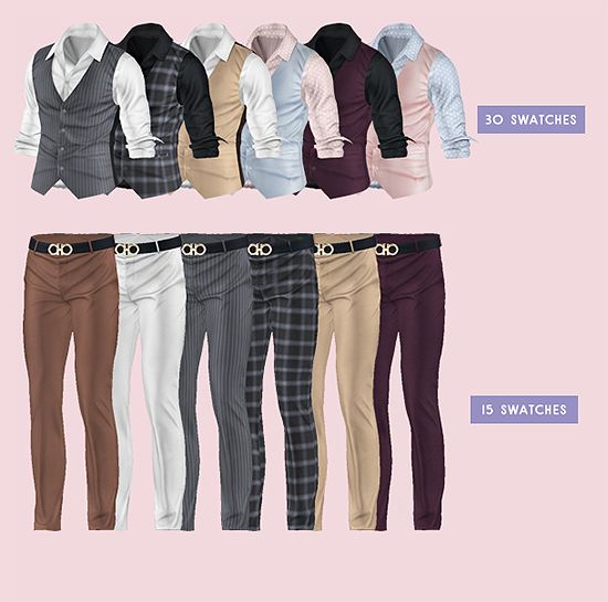 an image of men's pants and shirts in different colors for the simsh