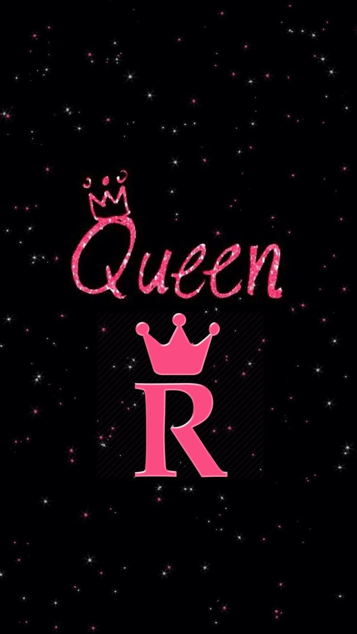 the word queen is written in pink on a black background