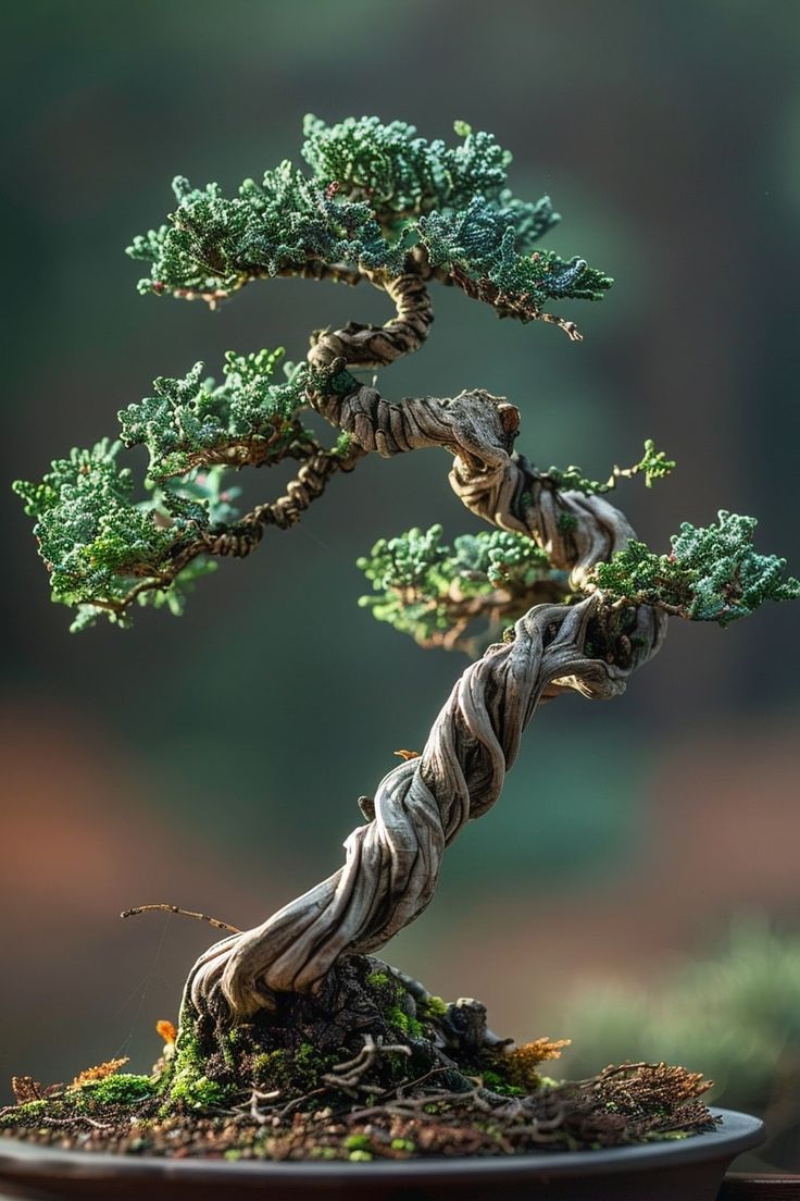 a bonsai tree is growing in a pot