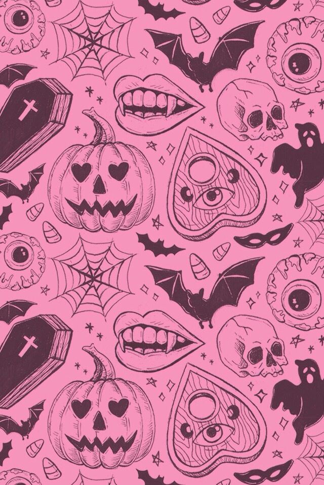 halloween seamless background with skulls, bats and pumpkins in purple colors stock photo