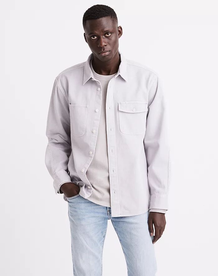 Garment-Dyed Work Shirt Rugged Relaxed Fit Button-up Shirt, Unstructured Washed Shirt For Fall, Everyday Washed Cotton Utility Jacket, Fall Washed Unstructured Shirt, Utility Style Unstructured Button-up Shirt, Utility Shirt With Buttoned Pockets And Relaxed Fit, Unstructured Button-up Utility Shirt, Everyday Button-up Flannel Shirt With Pockets, Button-up Washed Utility Jacket For Workwear