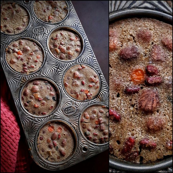 two pictures side by side one with muffins and the other with meat in it