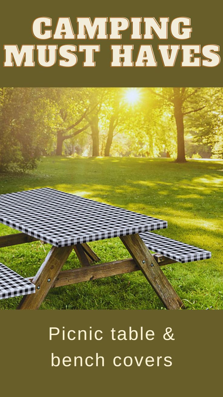 As an Amazon Associate I earn from qualifying purchases. Picnic Table Covers Camping, Camping Picnic Table, Picnic Table Bench, Camping Must Haves, Fitted Tablecloths, Bench Covers, Outdoor Blankets, Vinyl Tablecloth, Table Seating