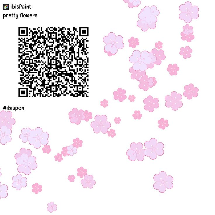 a qr code with pink flowers floating in the air and on top of it