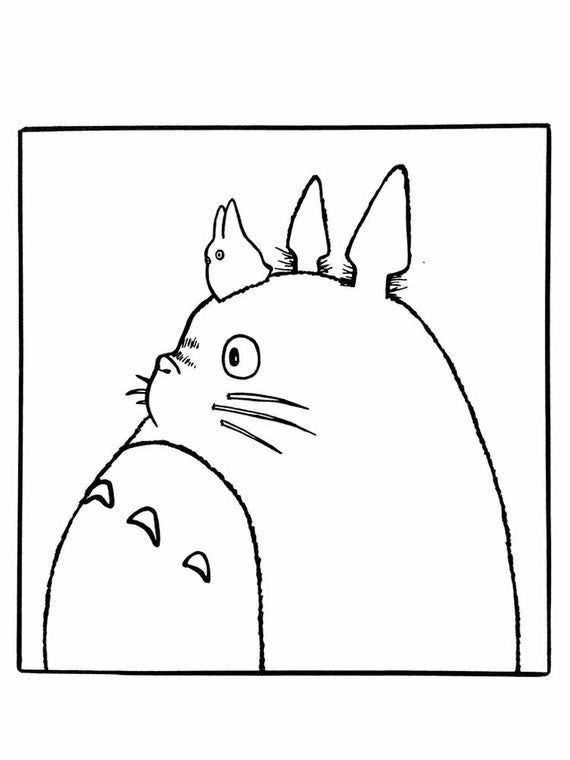 the totoro and her baby are looking at each other in this black and white drawing