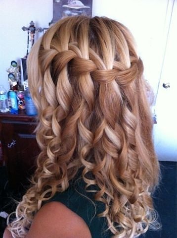 braid + curls Curly Waterfall Braid, Waterfall Braid With Curls, Waterfall Braid Hairstyle, Braids With Curls, Long Curly Hair, Long Curly, Great Hair, Hair Dos, Gorgeous Hair