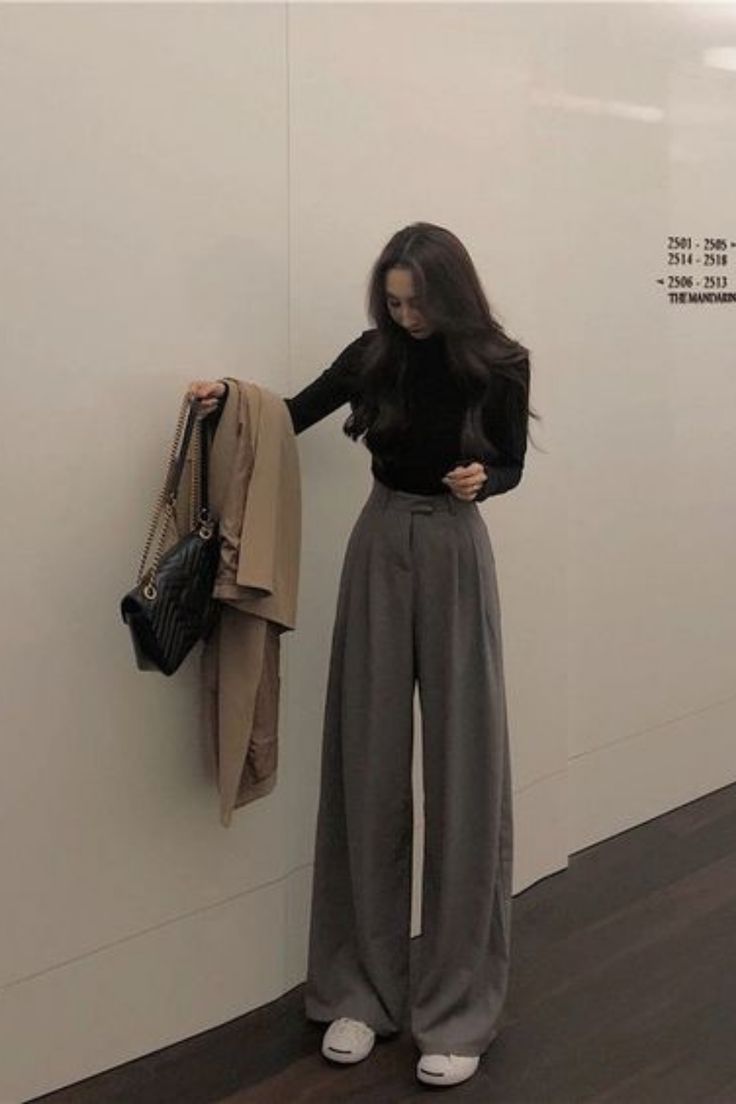 Mode Kylie Jenner, Mode Kimono, High Waist Wide Leg Pants, Chique Outfits, Wide Leg Dress Pants, Mode Kpop, Korean Girl Fashion, Baggy Pants, Ținută Casual