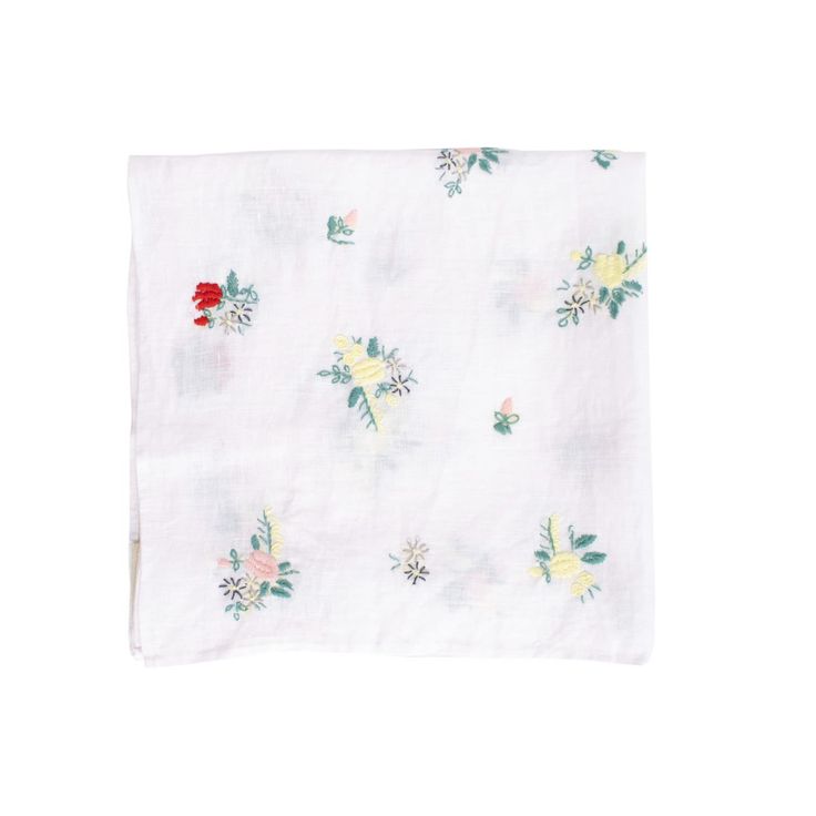 Our Eze Kerchief is made from 100% Italian Linen and features a vintage-inspired floral hand embroidery design. Our embroidery is ethically handcrafted by our artisans, creating beautiful timeless detail.   Alabaster features a delicate floral bouquet created using 100% cotton threads. We love to wear our Kerchiefs as a head scarf, a bow around a pony or bun, a headband or a neckerchief.   Our garments are carefully handcrafted in small bathes so shades do differ within normal dye lot variation. Floral Embroidered Handkerchiefs For Spring Wedding, Spring Wedding Handkerchiefs With Floral Embroidery, Floral Embroidered Handkerchiefs For Spring Gift, Spring Handkerchiefs With Floral Embroidery As Gift, Spring Floral Embroidery Handkerchiefs As Gift, Spring Gift Handkerchiefs With Floral Embroidery, Spring Cotton Handkerchiefs With Floral Embroidery, White Embroidered Flower-shaped Handkerchiefs, White Cotton Handkerchiefs For Spring