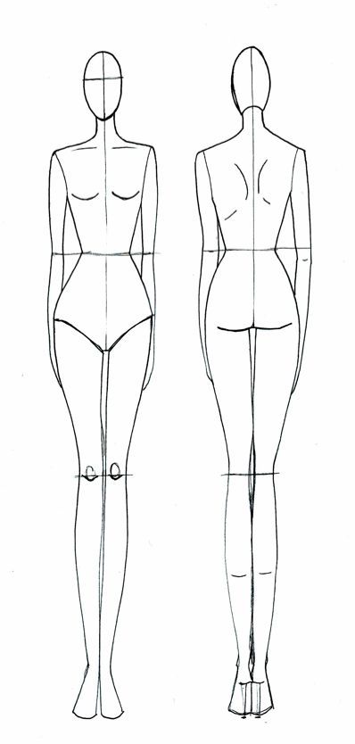 a drawing of a woman's body with the top half cut off and bottom half drawn