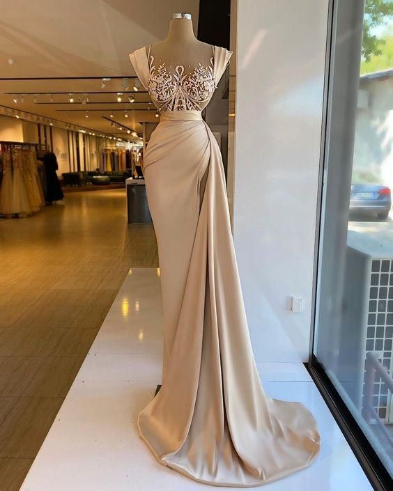 Champagne Formal Dresses, Lace Party Dresses, White Prom Dress, Long Evening Gowns, فستان سهرة, Gown Prom, Mermaid Evening Dresses, Prom Dresses Lace, Cheap Prom Dresses