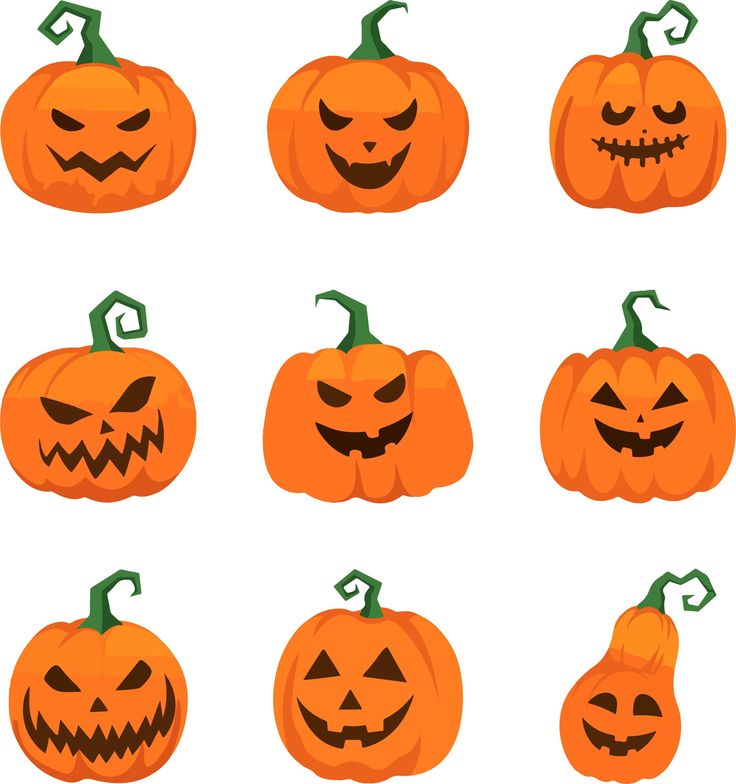 pumpkins with different faces on them