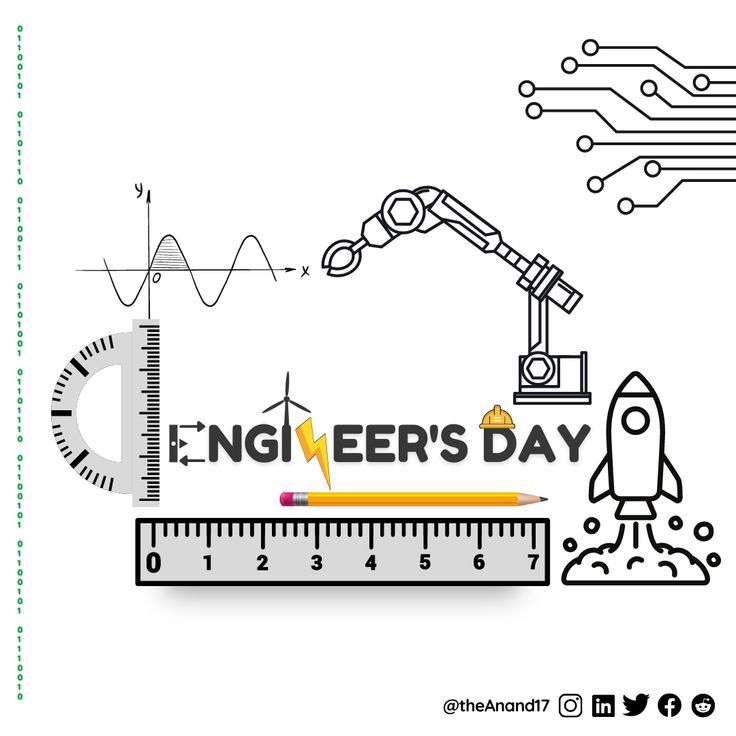 the engineer's day poster with an image of a ruler and a hand holding a pencil