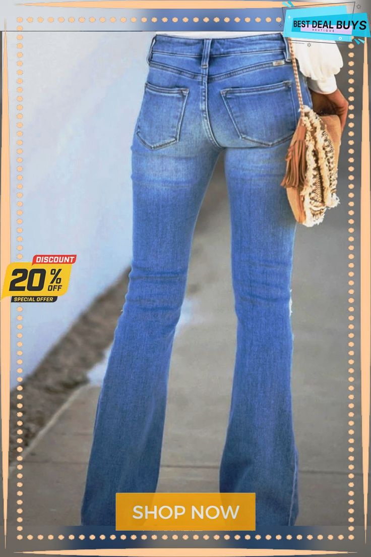 As Picture Holiday Ripped Denim Jeans High Waist Denim Blue Flare Jeans With Zipper Closure, High Waist Denim Blue Flare Jeans With Zipper, Medium Wash Denim Flare Jeans With Zipper, Medium Wash Bottoms With Zipper Closure For Fall, Fall Medium Wash Bottoms With Zipper Closure, Light Wash Jeans With Zipper Closure For Fall, Trendy Medium Wash Flare Jeans With Zipper Closure, Trendy Medium Wash Flare Jeans With Zipper, Fall Light Wash Jeans With Zipper Closure