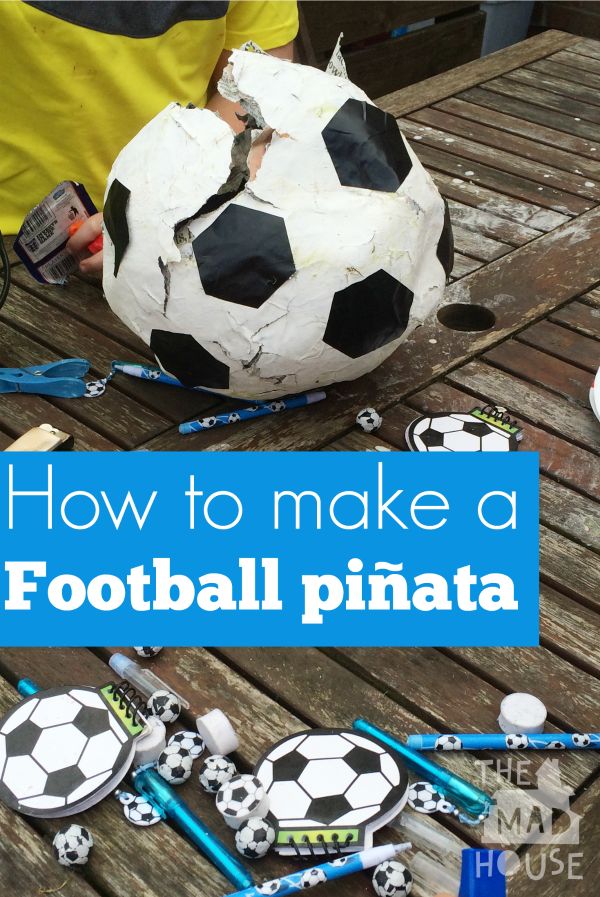 how to make a football pinata on the table with crayons and markers