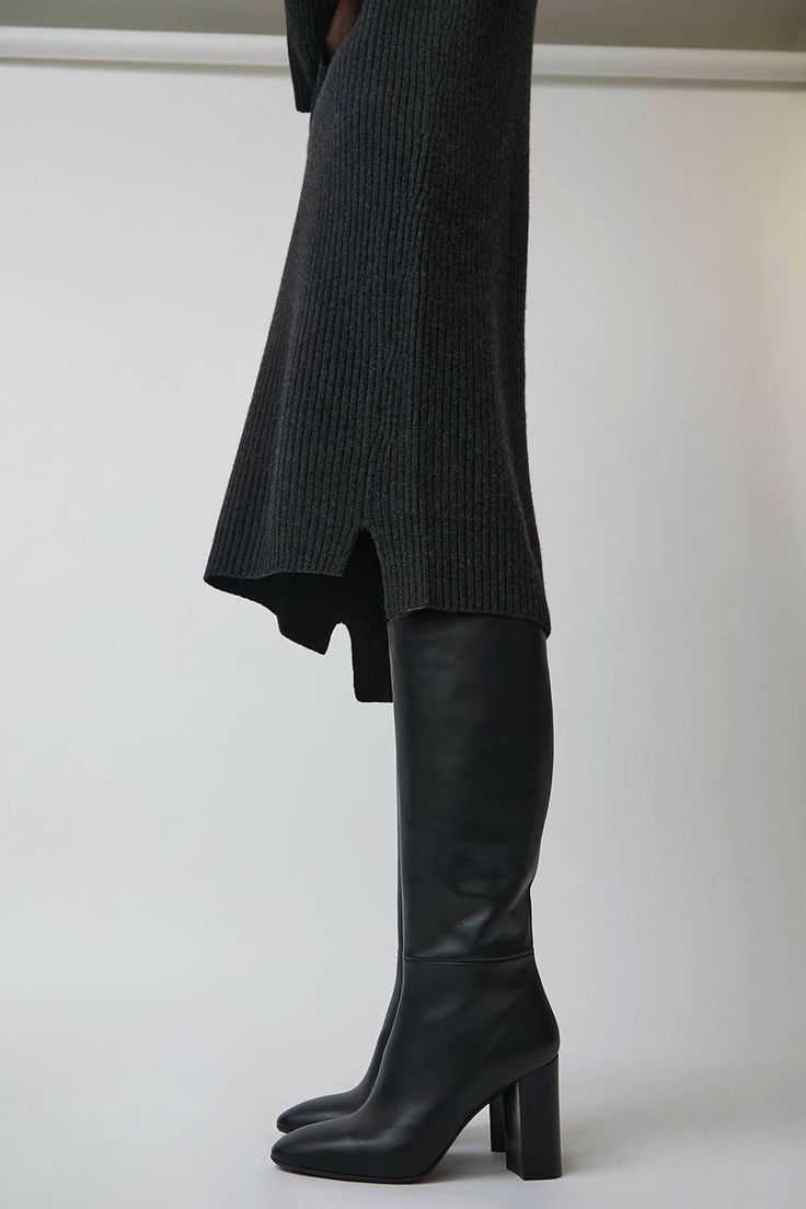 New from No.6. Knee high leather boot with substantial block heel. Rounded toe. Buttery soft leather. Interior zip for easy on and off. A timeless, goes-with-everything boot to complete your cold weather looks. DETAILS 100% Leather Made in Italy. FIT Shaft Height 12"; Heel Height 3 1/2" Fashion For Winter, Knee High Leather Boots, Leather Boot, Leather Interior, Knee High Boots, Soft Leather, Leather Boots, Cold Weather, Knee High