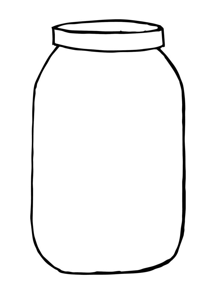 a black and white drawing of a jar with no lid on the bottom, it is empty