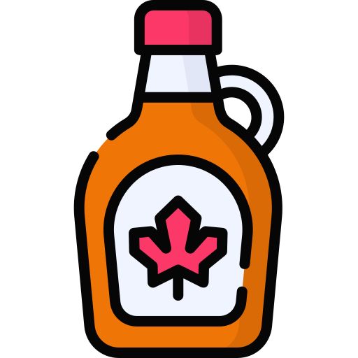 an orange bottle with a red maple leaf on it