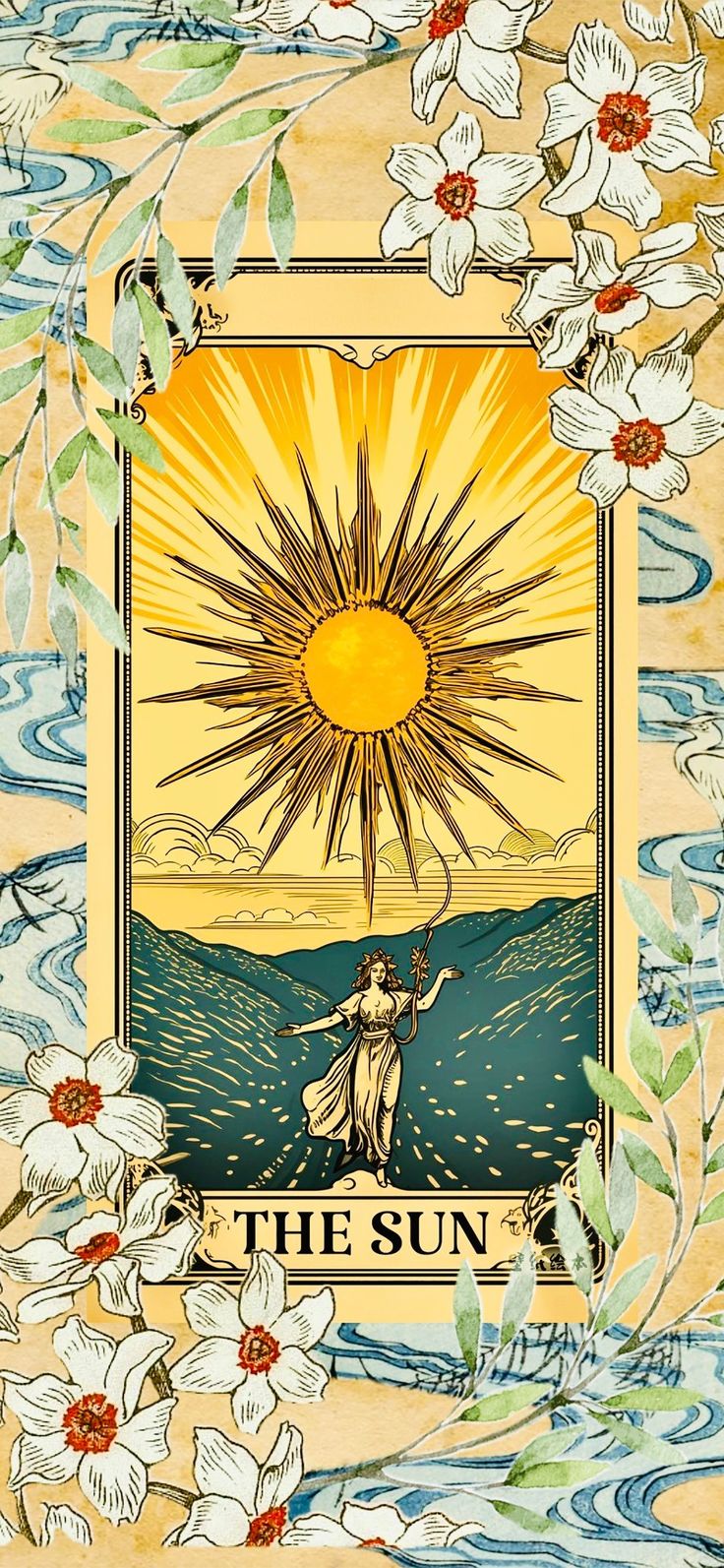 the sun tarot card surrounded by flowers