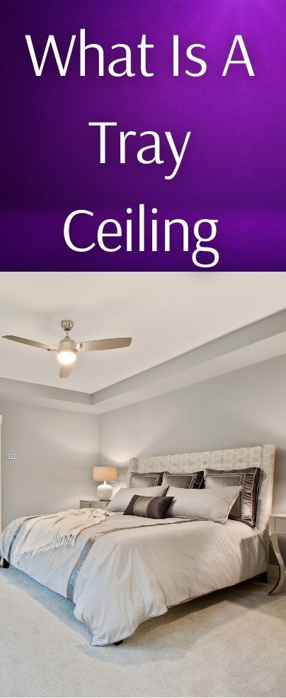 a bedroom with a ceiling fan and a bed in the middle that says, what is a tray ceiling fan?