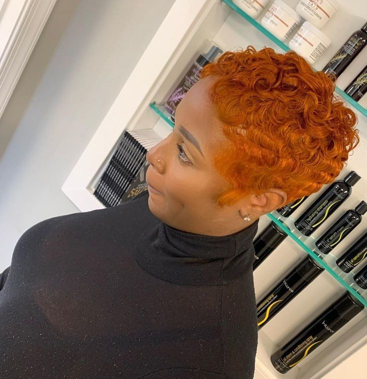 Copper Short Hair On Black Women, Ginger Pixie Cut Black Women, Short Copper Hair On Black Women, Ginger Short Hair Black Women, Ginger Pixie Haircut, Short Ginger Hair Black Women, Auburn Pixie Haircut, Ginger Pixie Cut, Ginger Pixie Haircut Black Women