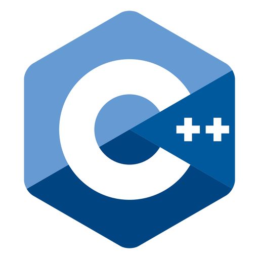 the c + + logo on a blue hexagonal background with an arrow pointing to it