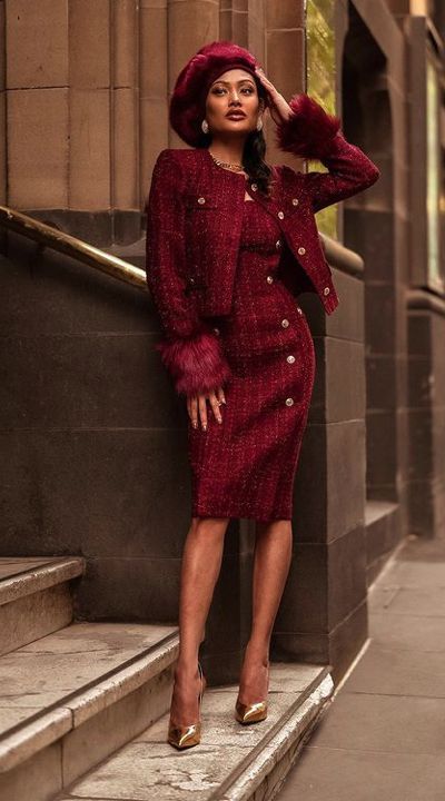 Chanel Suits For Women, Herringbone Coat Women, Red Tweed Dress, Tweed Suit Women, Tweed Outfits, Tweed Fashion, Tweed Outfit, Best Fashion Outfits, Moda Chanel