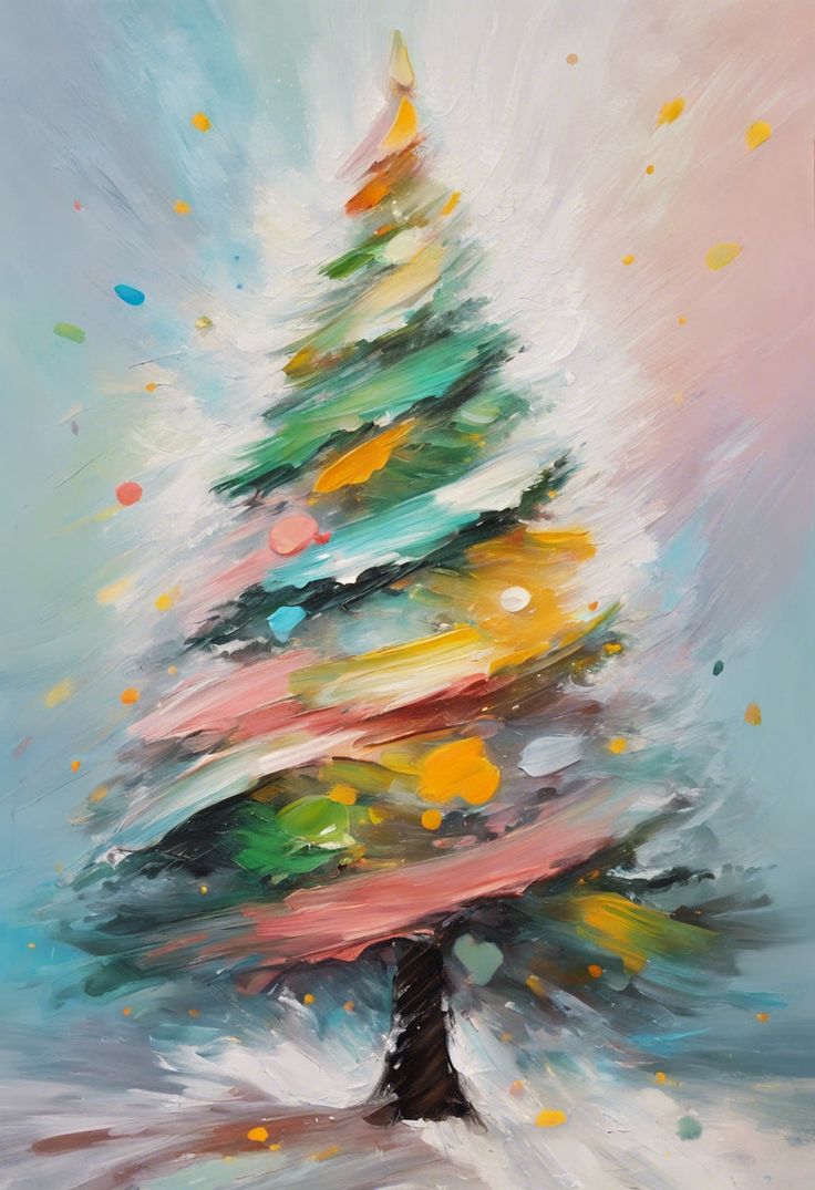 Abstract Christmas Tree Oil Painting I Art Print Christmas Trees Watercolor Painting, Christmas Theme Canvas Painting, Acrylic Holiday Paintings, Christmas Paintings Ideas On Canvas, Christmas Paintings Abstract, White Christmas Tree Painting, Color Block Christmas Tree, Christmas Tree Ideas Painting, Acrylic Painting Christmas Tree