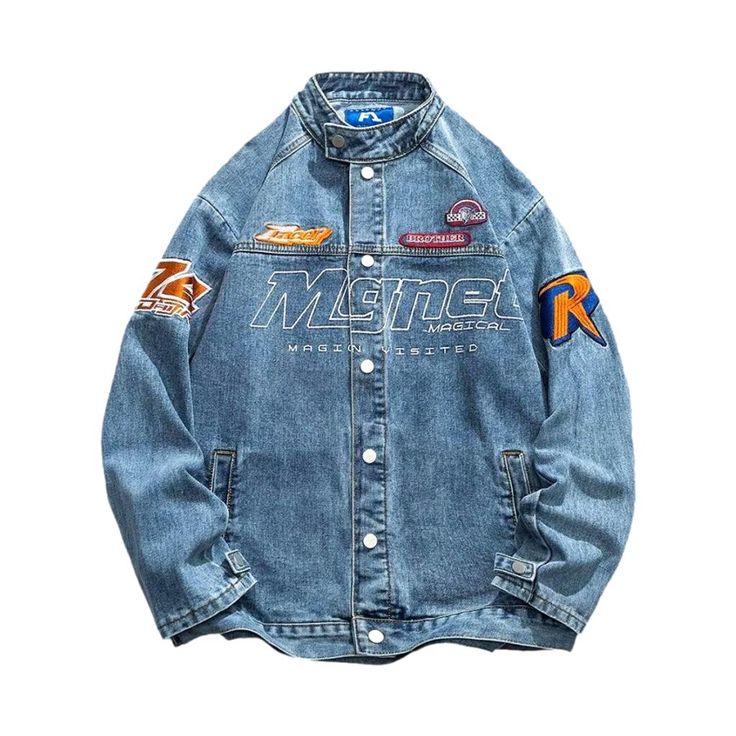 Slay the summer season with our 2023 Spring-Summer Collection oversized denim jacket with patches. This boho style jacket is loaded with unique features that will have you looking your absolute best. From the oversized shape and stitched patches to the buttoned closure. this jacket is sure to turn heads!Distinctive Features: Oversized Fit: Get a look that's both stylish and unfussy with an oversized silhouette that flatters your figure. Embroidered Patches: Get creative with embroidered patches Trendy Patchwork Denim Jacket For Streetwear, Patchwork Denim Jacket For Streetwear, Oversized Casual Outerwear With Patches, Casual Oversized Outerwear With Patches, Casual Cotton Outerwear With Patches, Urban Patchwork Denim Jacket For Streetwear, Oversized Casual Denim Jacket With Patchwork, Casual Oversized Patchwork Denim Jacket, Oversized Denim Blue Jacket With Patchwork