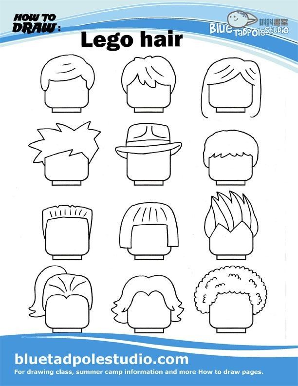 the blueprinted poster for lego hair is shown in black and white, with different styles