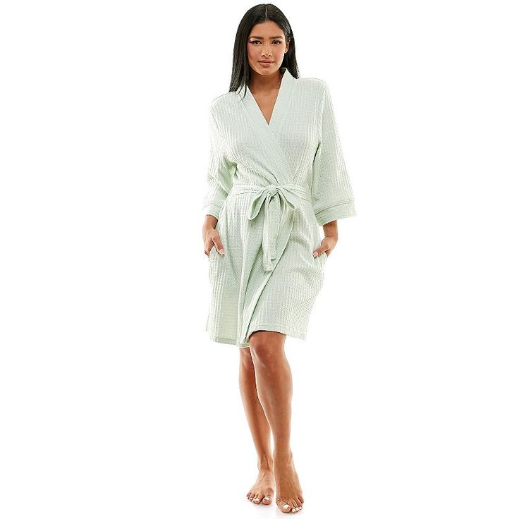 Lounge in comfort and style with this Women's Croft & Barrow® Kimono Robe. Lounge in comfort and style with this Women's Croft & Barrow® Kimono Robe.Click on this INTIMATES & SLEEPWEAR Guide to find the perfect fit and more! FEATURES Waffle knit soft hand feel 2 pockets No closure - open front 3/4-length sleeves UnlinedFIT & SIZING Relaxed fit 38-in. length from shoulder to hemFABRIC & CARE Cotton, polyester Machine wash and tumble dry low Imported Size: Xxl. Color: Med Green. Gender: female. Ag Comfortable Green Sleepwear For Spring, Solid Spring Sleepwear With Relaxed Fit, Spring Solid Color Relaxed Fit Sleepwear, Spring Sleepwear For Relaxing At Home, Cozy Relaxed Fit Sleepwear For Spring, Comfortable Spring Sleepwear For Lounging, Open Front Cotton Robe For Loungewear, Green Robe With Kimono Sleeves For Loungewear, Comfy Sleepwear For Daywear In Spring