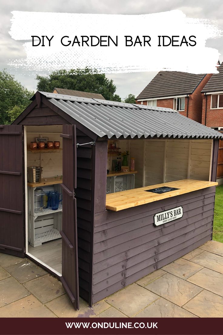 an outdoor bar with the words diy garden bar ideas