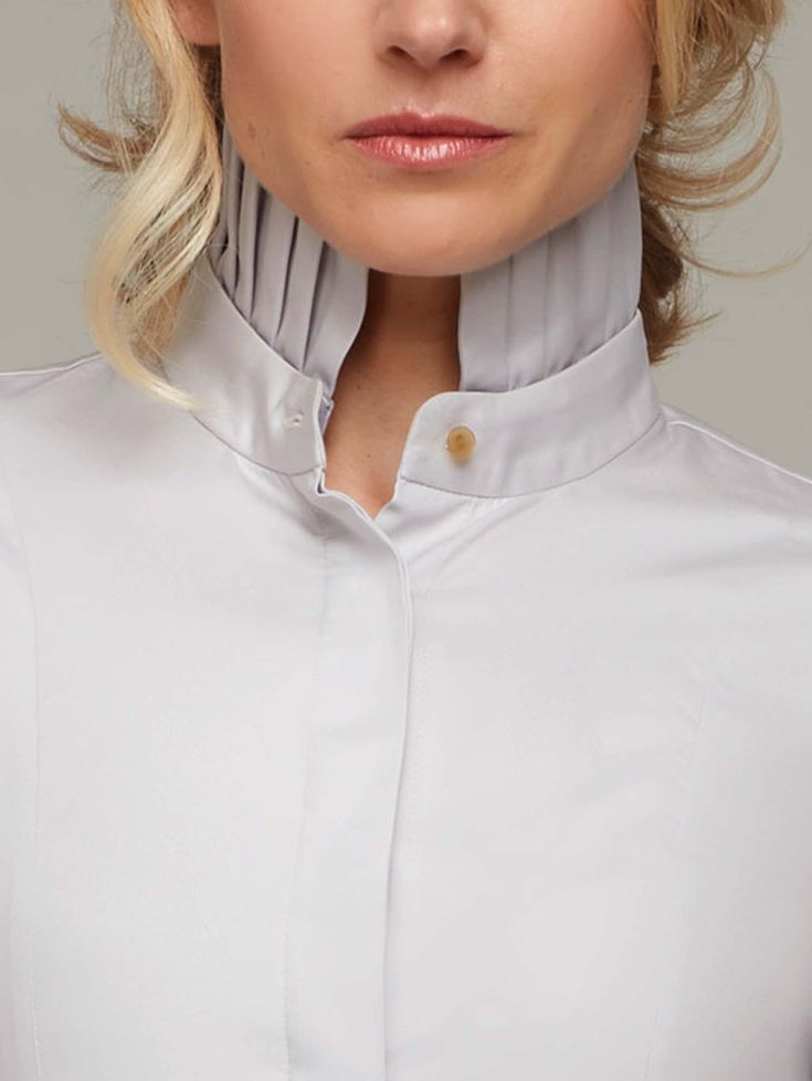 Two shirts in one. This Corinthian fitted shirt with front buttons concealed in a placket makes a statement with its pleated fan collar & cuffs, but if you'd prefer a more understated look, it can easily be removed & saved for a more dramatic occasion or evening outing. The pleated cuffs add a touch of fun when peeking out from a jumper or jacket sleeve.With the pleated collar attached, we love pairing it with our Bateau A-line midi culottes Without the pleated collar, the mandarin neck stand lo Pleated Collar, Fitted Shirt, Just Peachy, Ring Pendant Necklace, Beauty Bag, Socks And Hosiery, Cardigan Coat, Beauty Essentials, Collar And Cuff