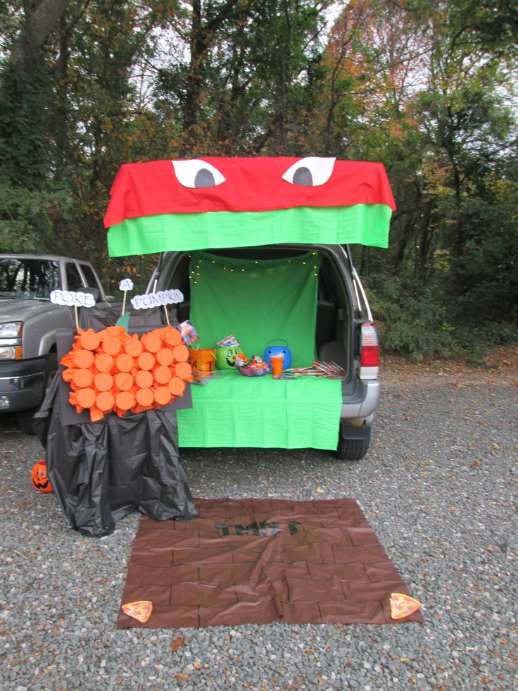 a car decorated like a teenage mutant for halloween