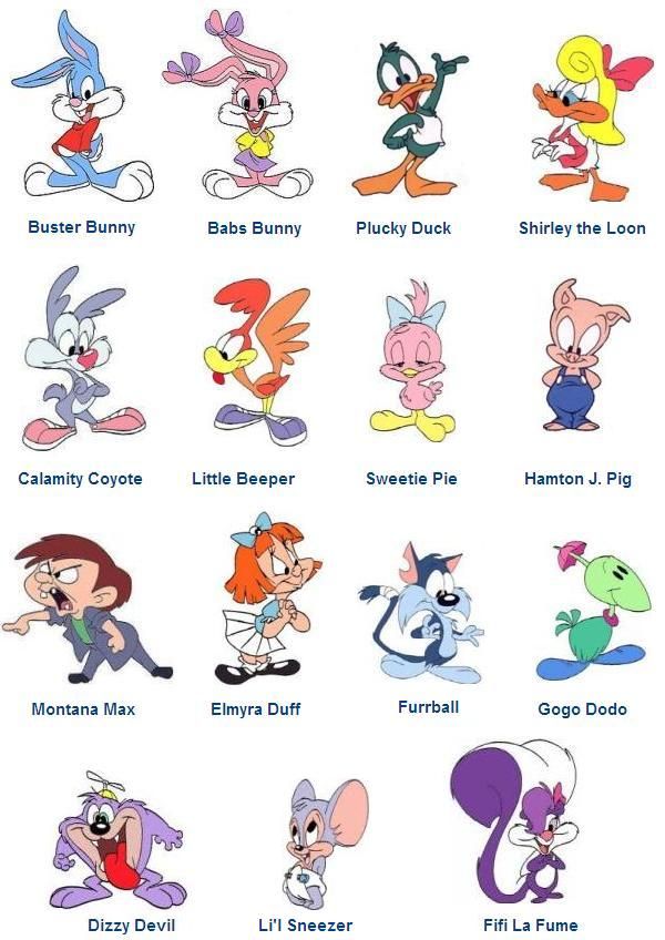 cartoon characters with different names and numbers in each character's name, from the cartoon series