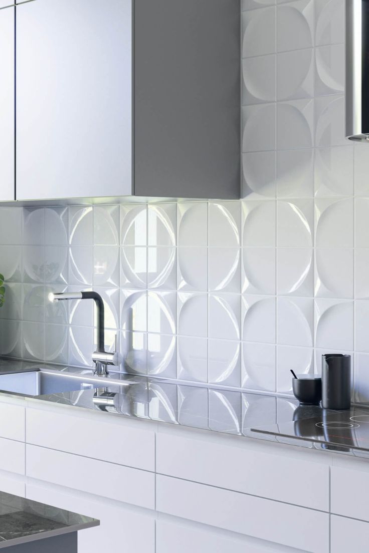 Add a third dimension to your kitchen backsplash tile. ✨️⁠
⁠
Our Vertex ceramic wall tiles have three-dimensional lines and curves to bring your installations to life. Create circular patterns or angled geometric patterns with our rich black and white shades. Stick to your monochromatic palette, but make it exciting with Vertex. 💥⁠
⁠ Tile Backsplash Bathroom, Kitchen Backsplash Tile, Monochromatic Palette, White Shades, Bathroom Backsplash, Backsplash Tile, Kitchen Tile, Circular Pattern, Kitchen Tiles Backsplash