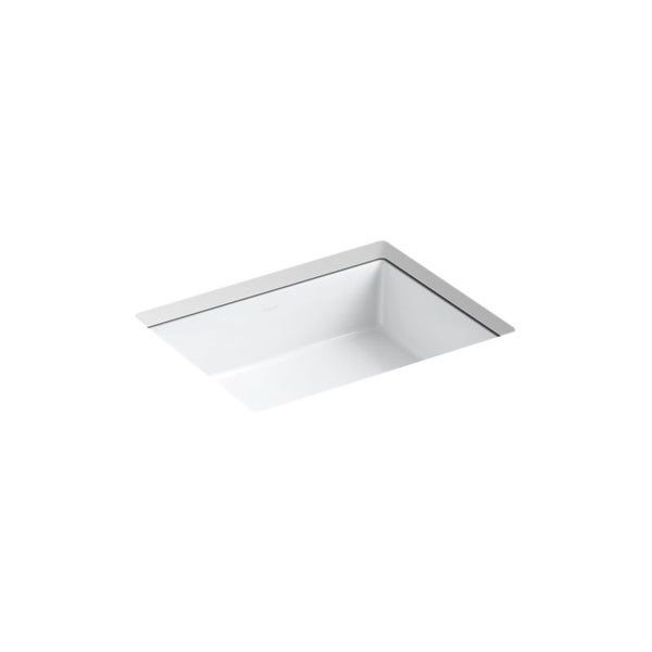 a square white sink on a white wall with no faucet in the middle