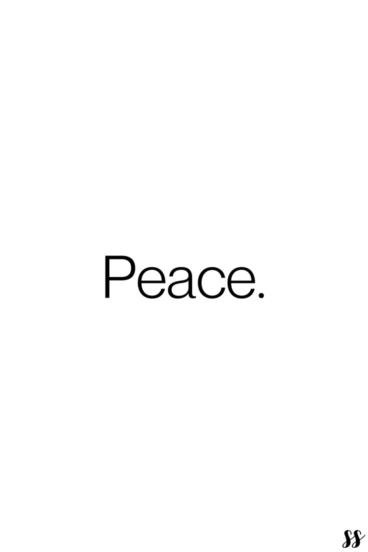 the word peace written in black on a white background