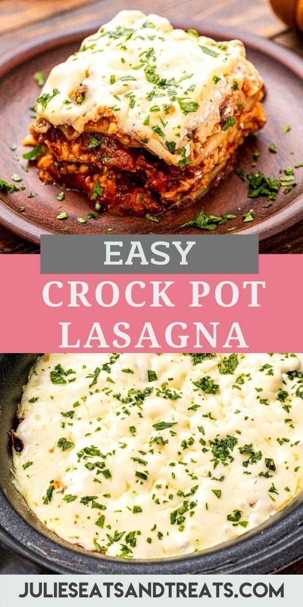 an easy crock pot lasagna recipe with cheese on top