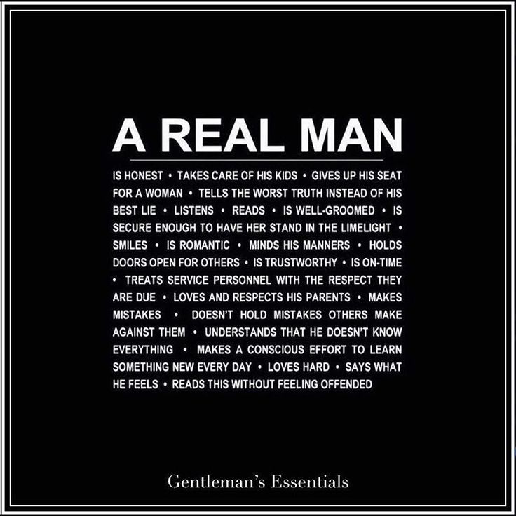 a black and white poster with the words, a real man