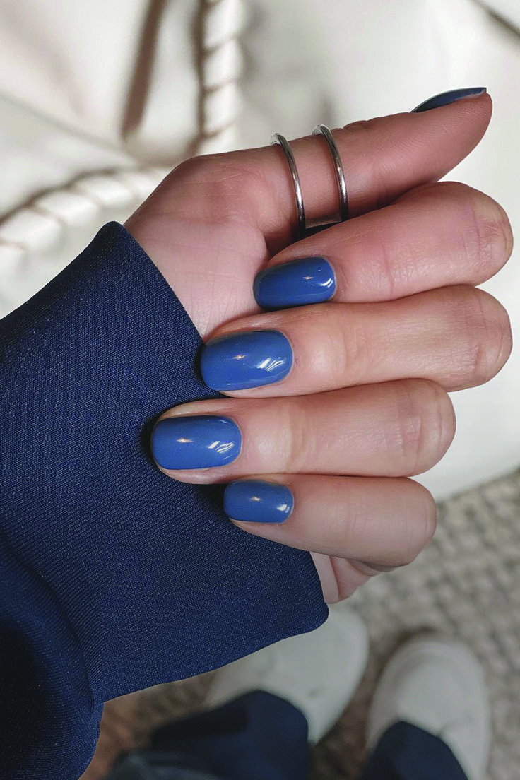 Denim Nails, Bright Blue Nails, Shellac Nail Colors, Blue Nail Color, Bright Nail Art, Dip Manicure, Into The Blue, Blue Polish, Summer Manicure