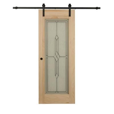 Pinecroft 32 in. x 84 in. Timber Hill Diamond Frost Glass and Unfinished Pine Wood Sliding Barn Door Slab with Hardware Kit Diamond Frost, Barn Style Sliding Doors, Door Coverings, Wood Barn Door, Barn Style Doors, Barn Door Kit, Modern Barn Door, Glass Barn Doors, Wood Barn